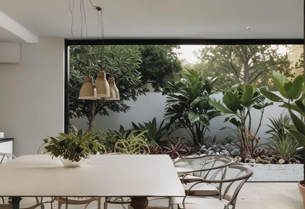 jardim de inverno na sala de jantar