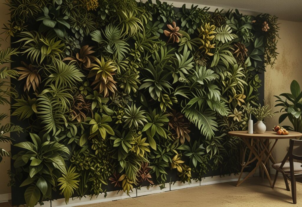 painel vertical de plantas